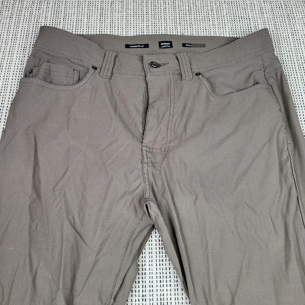 PrAna Pants Mens 33x32 Brown Chino Standard Fit Casual Outdoor Hiking Stretch